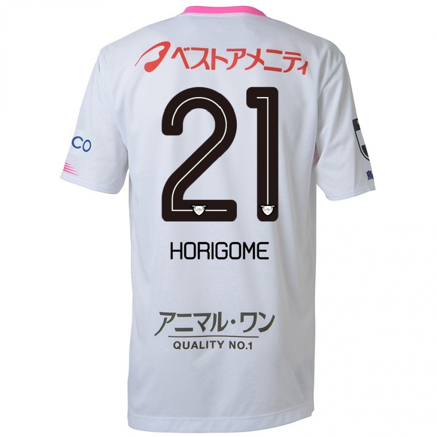 Hombre Fútbol Camiseta Yuki Horigome #21 Blanco Azul Rosa 2ª Equipación 2024/25