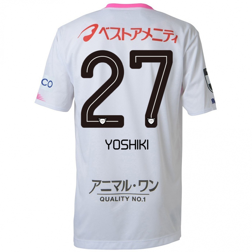 Hombre Fútbol Camiseta Yoshiki Narahara #27 Blanco Azul Rosa 2ª Equipación 2024/25