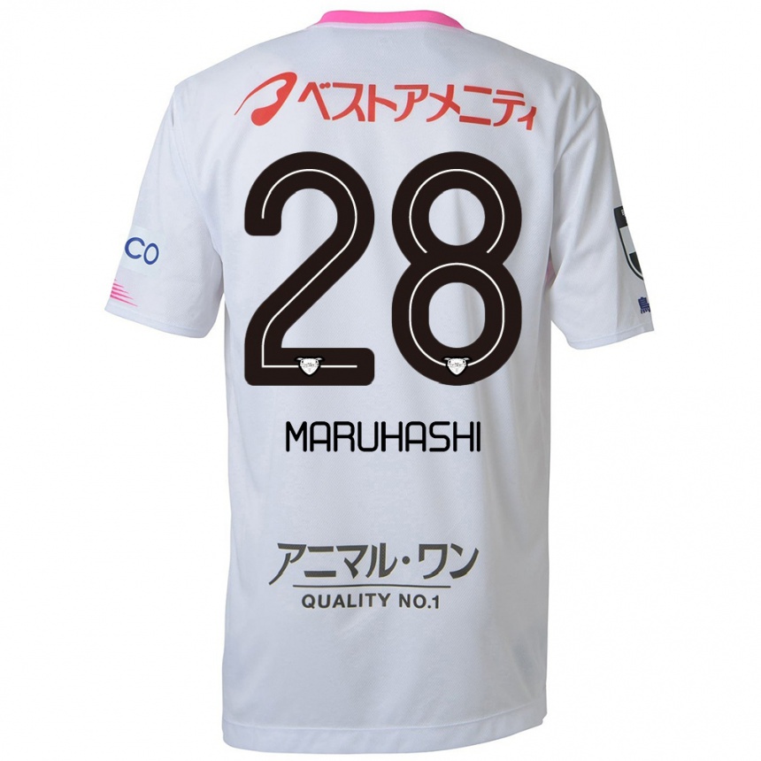 Hombre Fútbol Camiseta Yusuke Maruhashi #28 Blanco Azul Rosa 2ª Equipación 2024/25