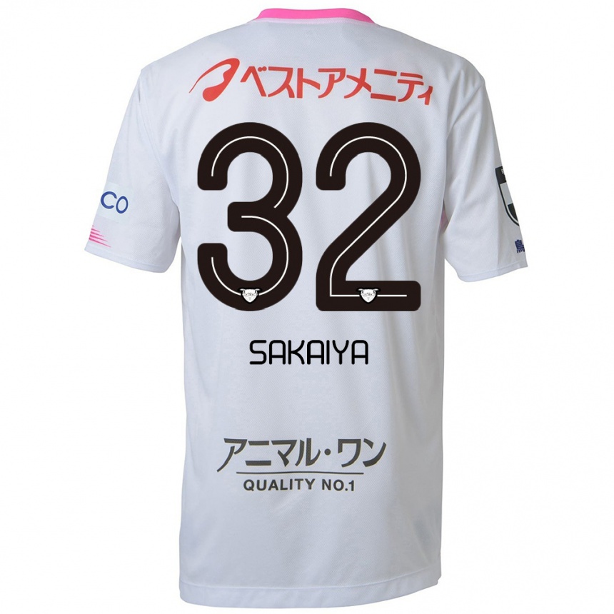 Hombre Fútbol Camiseta Keisuke Sakaiya #32 Blanco Azul Rosa 2ª Equipación 2024/25