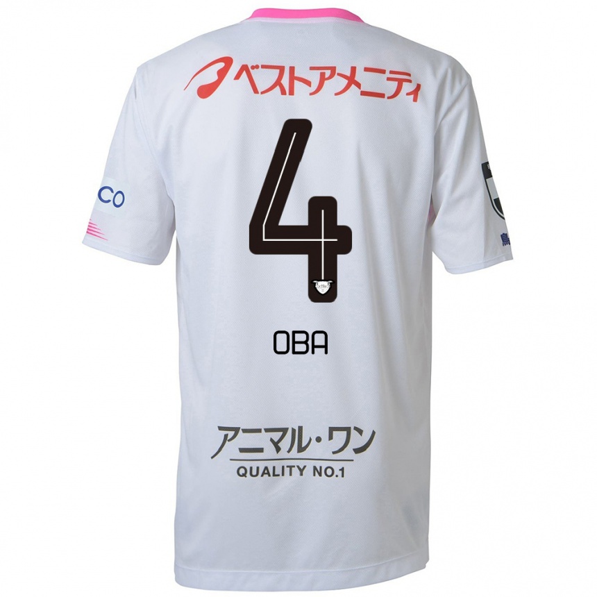 Hombre Fútbol Camiseta Shotaro Oba #4 Blanco Azul Rosa 2ª Equipación 2024/25