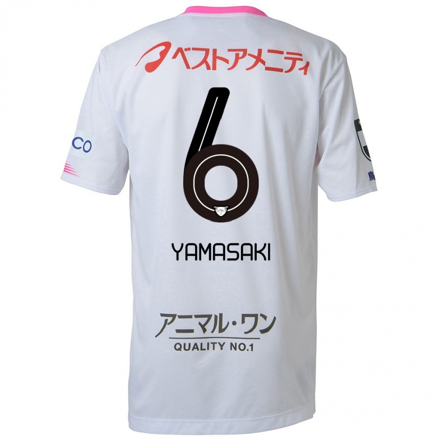 Hombre Fútbol Camiseta Haruki Yamasaki #6 Blanco Azul Rosa 2ª Equipación 2024/25