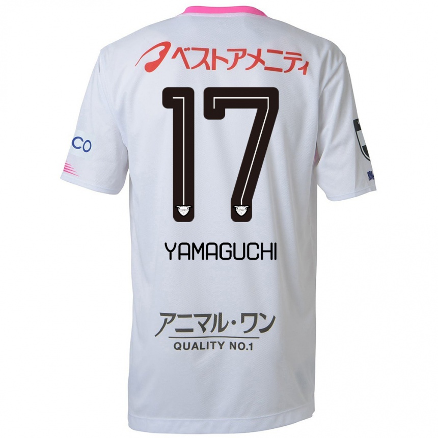 Hombre Fútbol Camiseta Hikaru Yamaguchi #17 Blanco Azul Rosa 2ª Equipación 2024/25