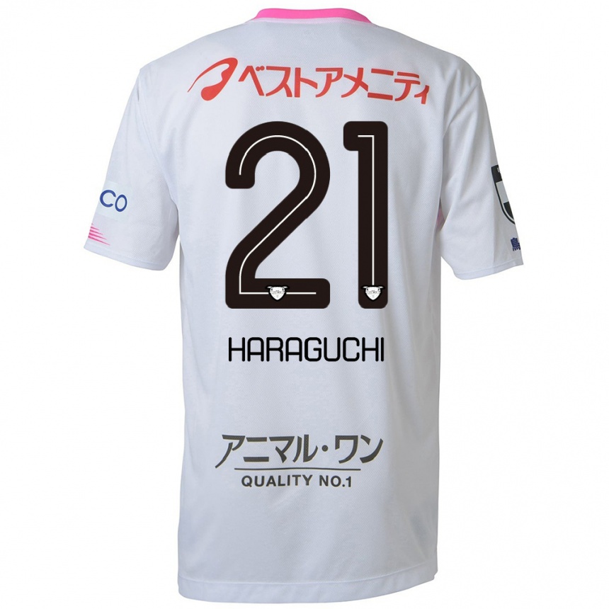 Hombre Fútbol Camiseta Konosuke Haraguchi #21 Blanco Azul Rosa 2ª Equipación 2024/25