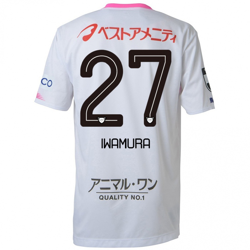 Hombre Fútbol Camiseta Junnosuke Iwamura #27 Blanco Azul Rosa 2ª Equipación 2024/25