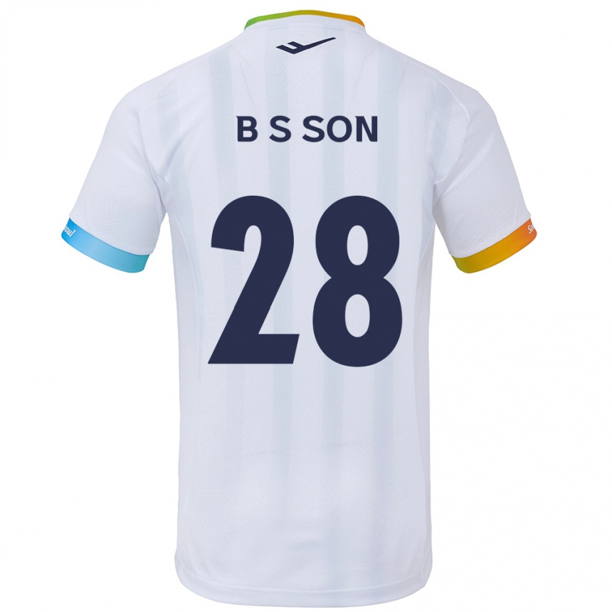 Hombre Fútbol Camiseta Seung-Beom Son #28 Blanco Azul 2ª Equipación 2024/25