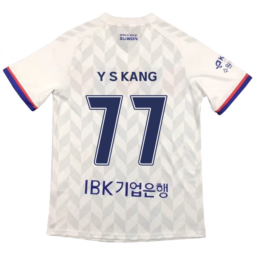 Hombre Fútbol Camiseta Sang-Yun Kang #77 Blanco Azul 2ª Equipación 2024/25