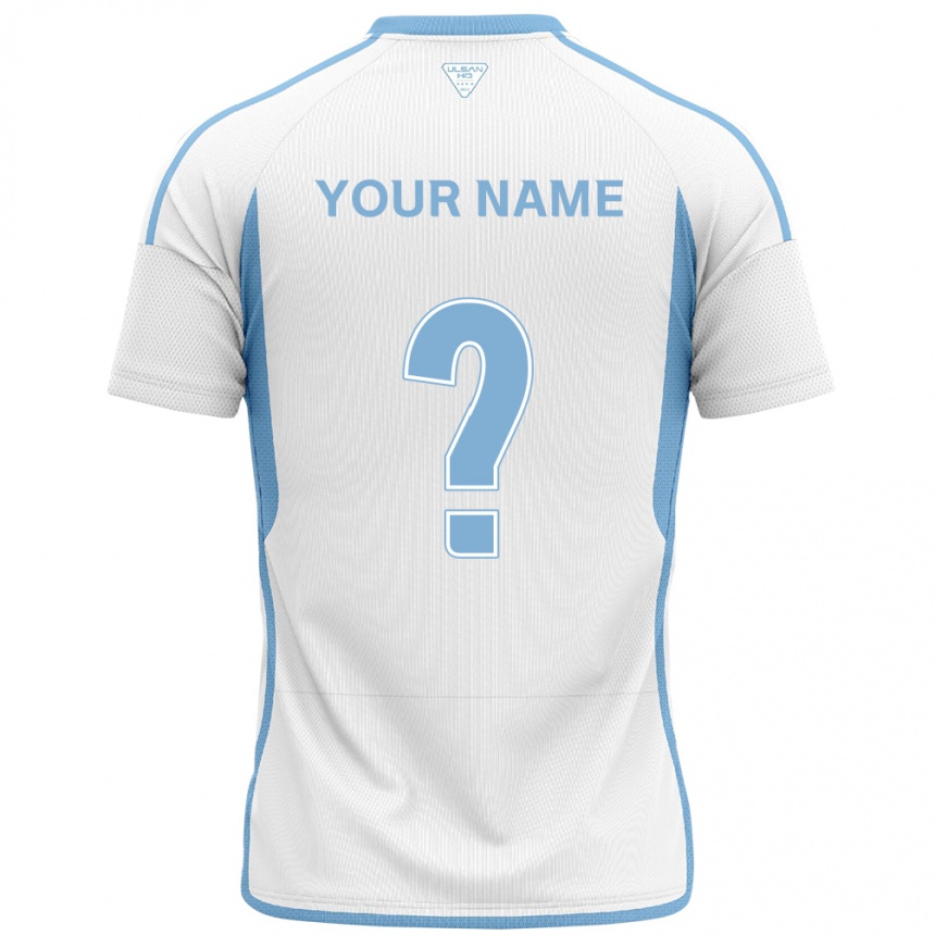 Hombre Fútbol Camiseta Su Nombre #0 Blanco Azul 2ª Equipación 2024/25