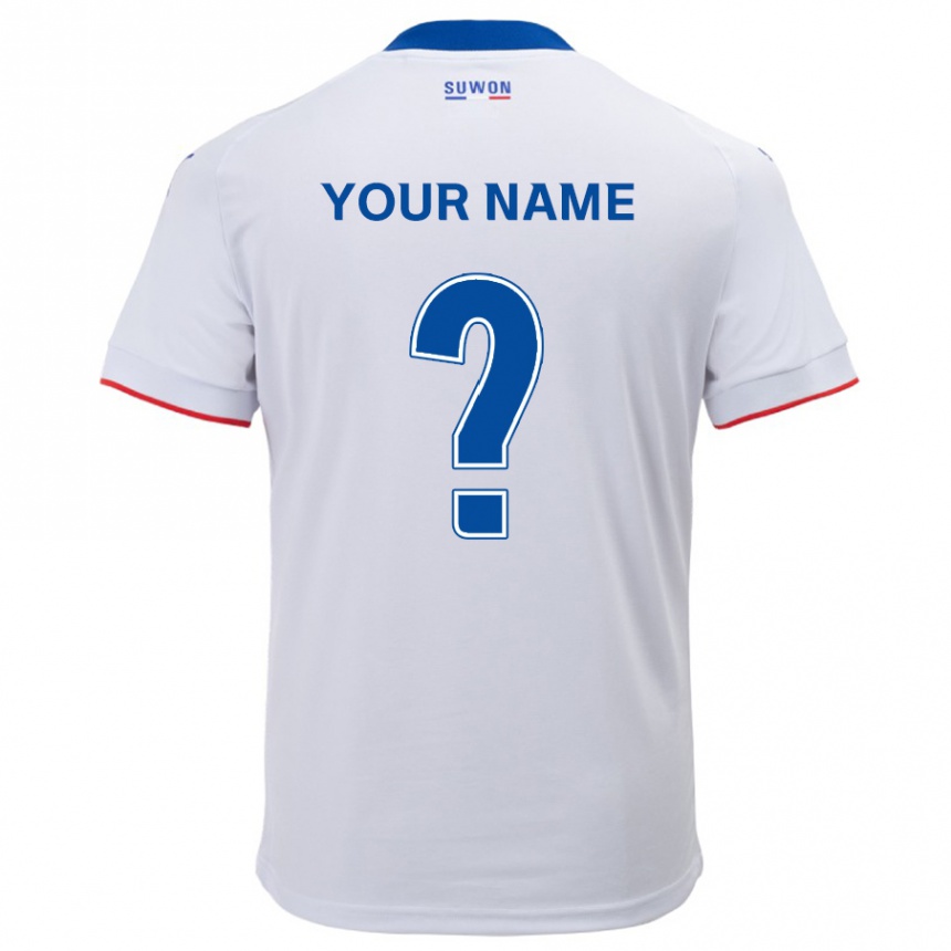 Hombre Fútbol Camiseta Su Nombre #0 Blanco Azul 2ª Equipación 2024/25