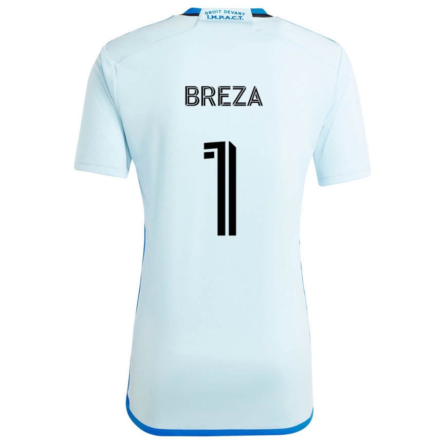 Hombre Fútbol Camiseta Sebastian Breza #1 Azul Hielo 2ª Equipación 2024/25