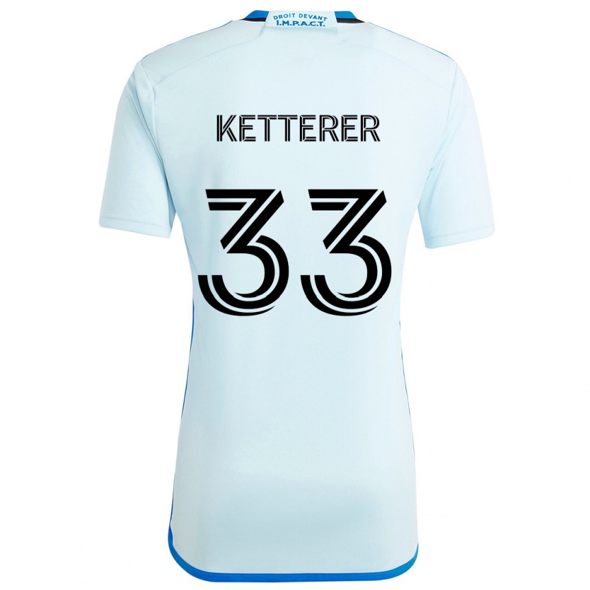 Hombre Fútbol Camiseta Logan Ketterer #33 Azul Hielo 2ª Equipación 2024/25