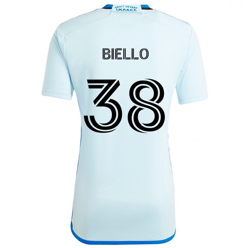 Hombre Fútbol Camiseta Alessandro Biello #38 Azul Hielo 2ª Equipación 2024/25