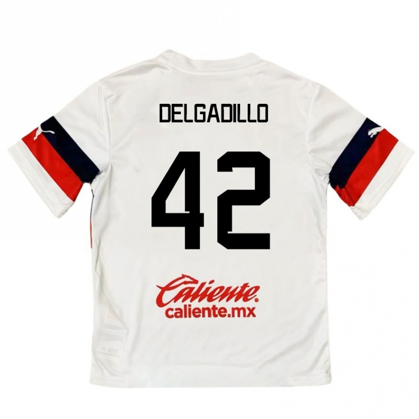 Hombre Fútbol Camiseta Diego Delgadillo #42 Blanco Rojo 2ª Equipación 2024/25