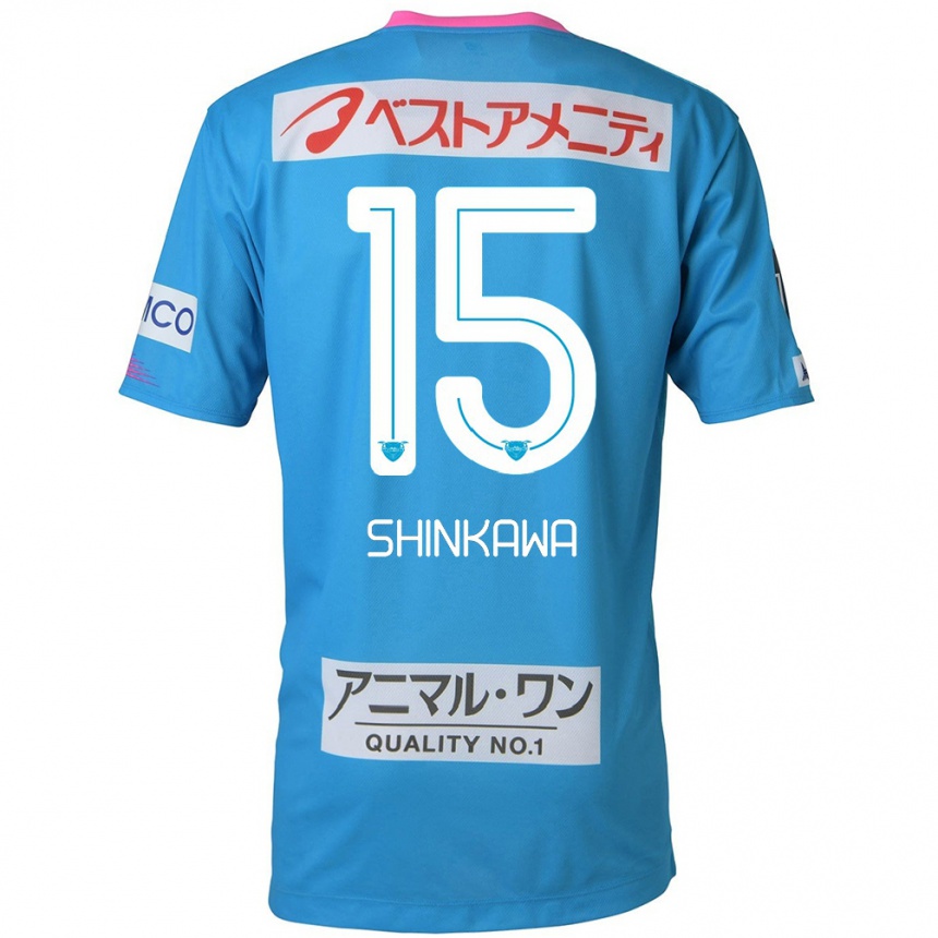 Mujer Fútbol Camiseta Shion Shinkawa #15 Azul Rosado 1ª Equipación 2024/25