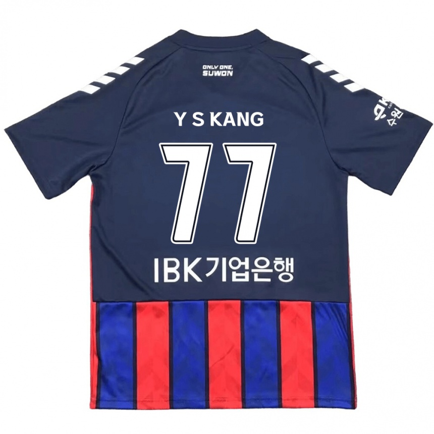 Mujer Fútbol Camiseta Sang-Yun Kang #77 Azul Rojo 1ª Equipación 2024/25