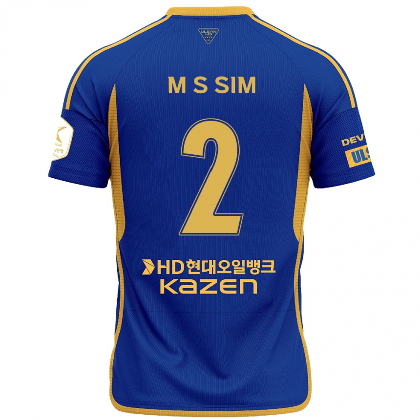 Mujer Fútbol Camiseta Sang-Min Sim #2 Azul Amarillo 1ª Equipación 2024/25