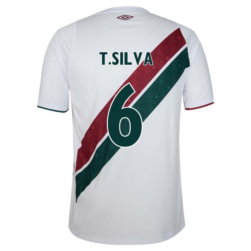 Mujer Fútbol Camiseta Thiago Silva #6 Blanco Verde Granate 2ª Equipación 2024/25