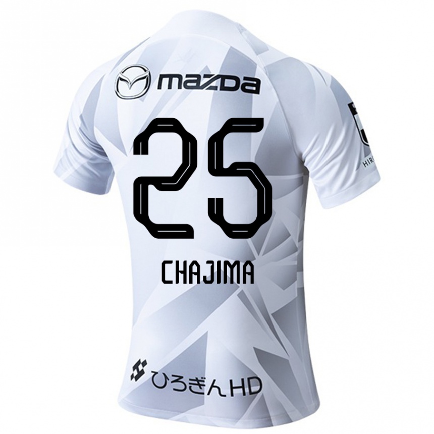 Mujer Fútbol Camiseta Yusuke Chajima #25 Blanco Gris Negro 2ª Equipación 2024/25