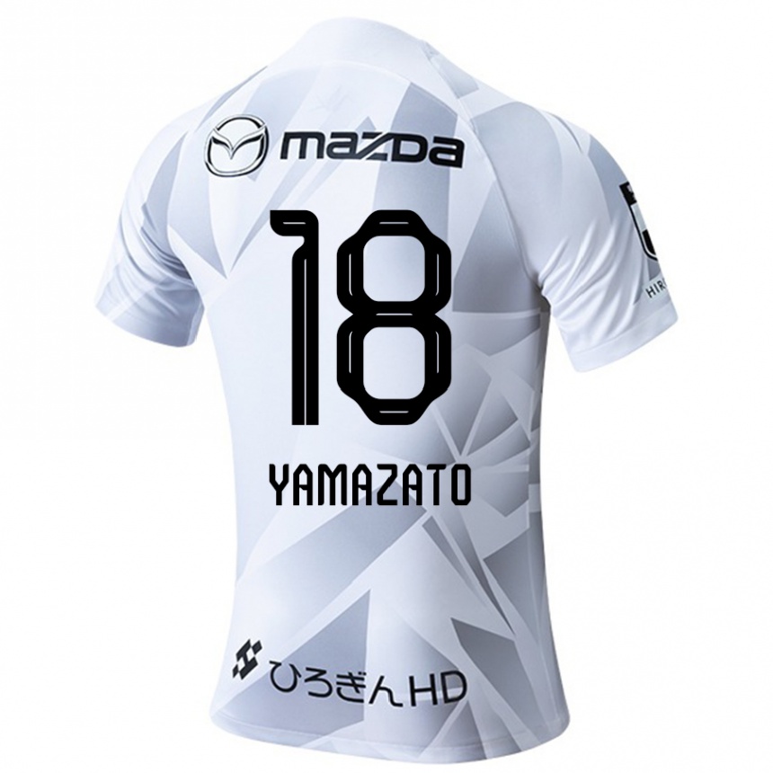 Mujer Fútbol Camiseta Kenshin Yamazato #18 Blanco Gris Negro 2ª Equipación 2024/25