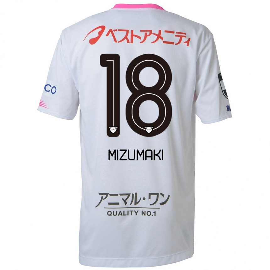 Mujer Fútbol Camiseta Tokito Mizumaki #18 Blanco Azul Rosa 2ª Equipación 2024/25