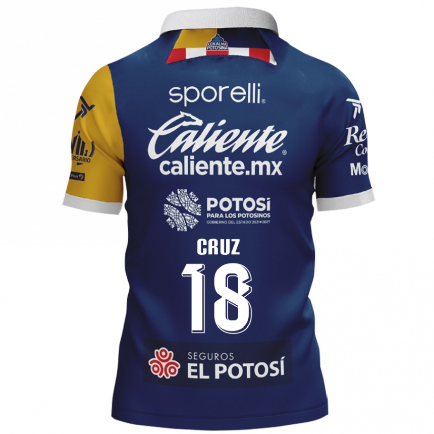 Mujer Fútbol Camiseta Aldo Cruz #18 Azul Amarillo 2ª Equipación 2024/25