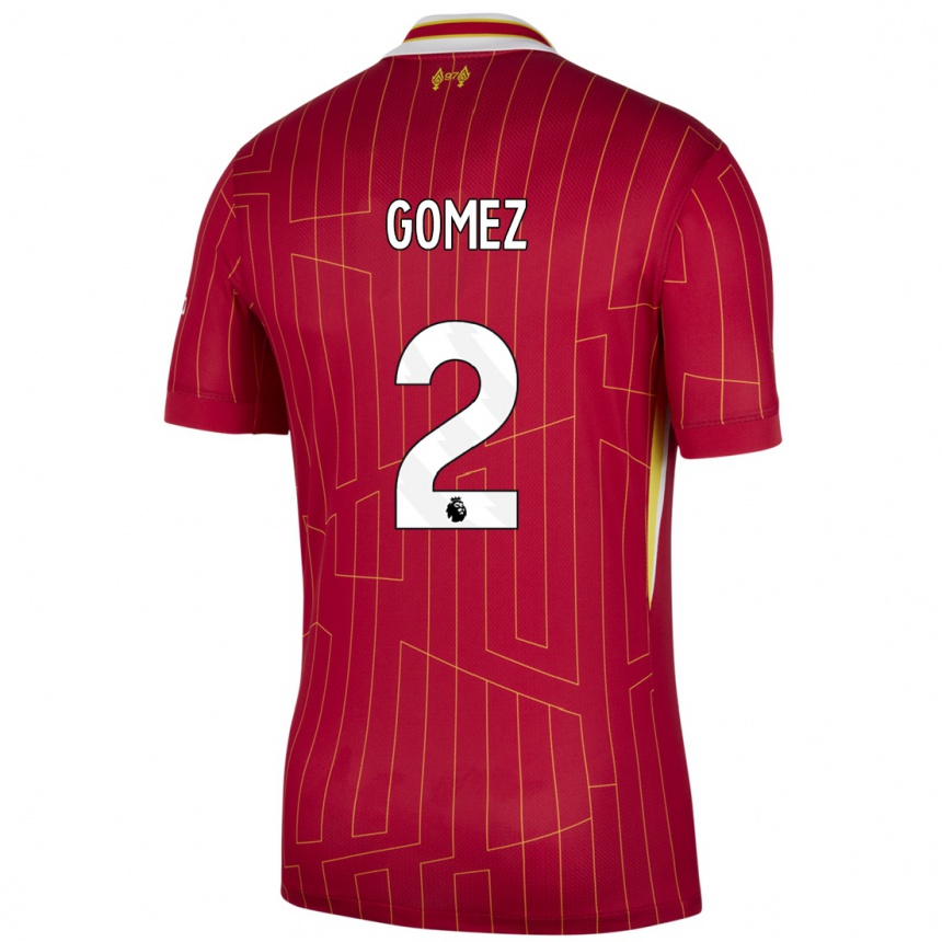 Niño Fútbol Camiseta Joe Gomez #2 Rojo Amarillo Blanco 1ª Equipación 2024/25