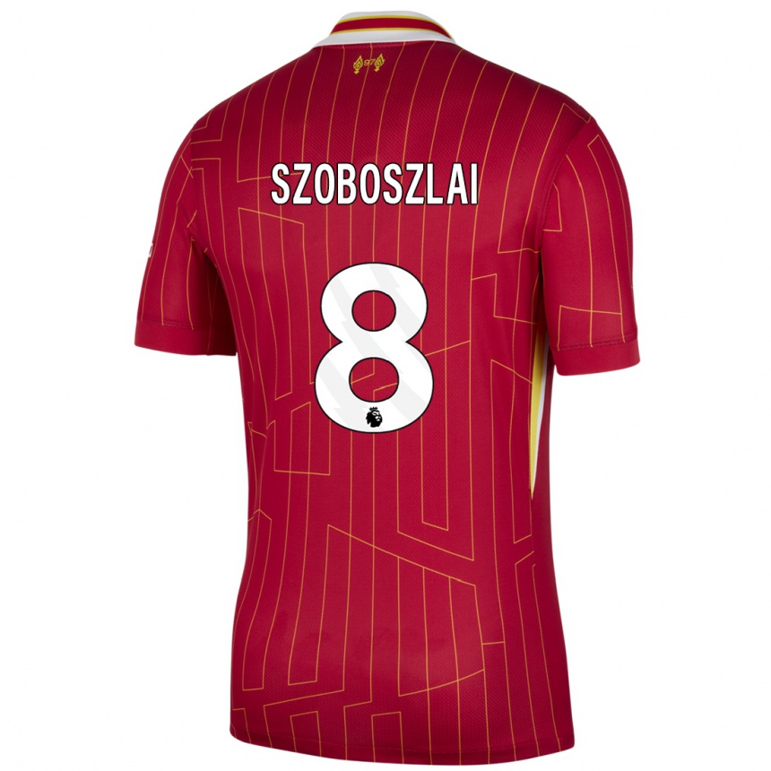 Niño Fútbol Camiseta Dominik Szoboszlai #8 Rojo Amarillo Blanco 1ª Equipación 2024/25