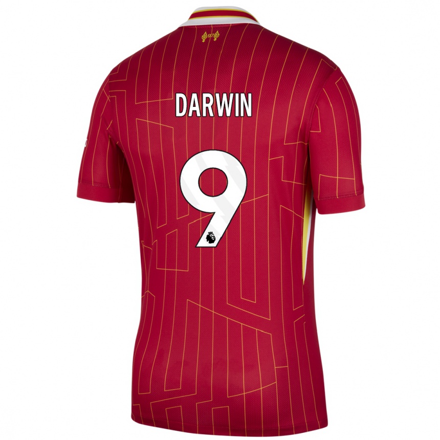 Niño Fútbol Camiseta Darwin Nunez #9 Rojo Amarillo Blanco 1ª Equipación 2024/25