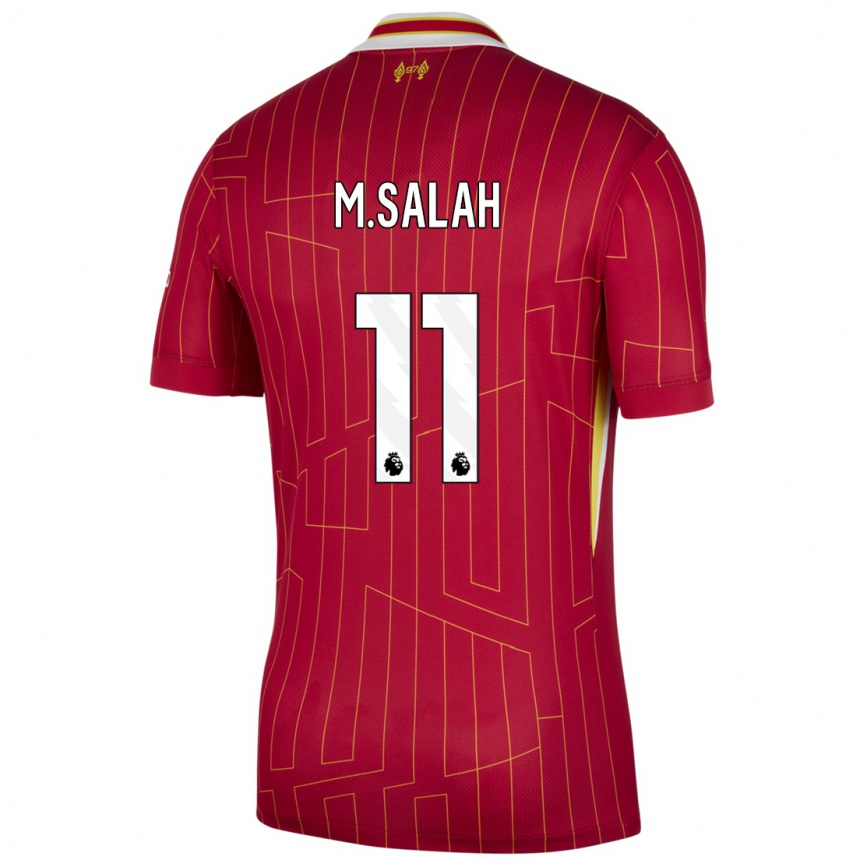 Niño Fútbol Camiseta Mohamed Salah #11 Rojo Amarillo Blanco 1ª Equipación 2024/25