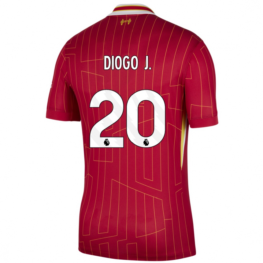 Niño Fútbol Camiseta Diogo Jota #20 Rojo Amarillo Blanco 1ª Equipación 2024/25