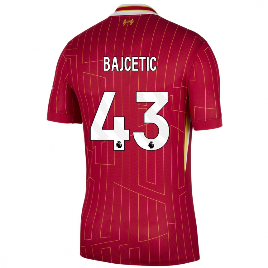 Niño Fútbol Camiseta Stefan Bajcetic #43 Rojo Amarillo Blanco 1ª Equipación 2024/25