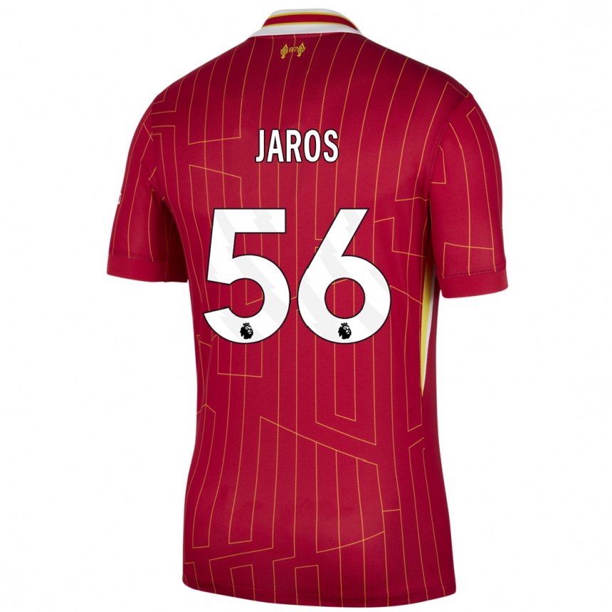 Niño Fútbol Camiseta Vitezslav Jaros #56 Rojo Amarillo Blanco 1ª Equipación 2024/25