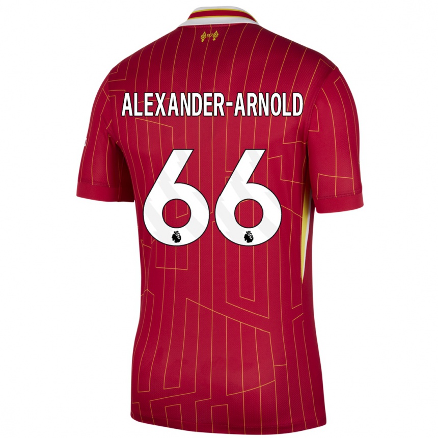 Niño Fútbol Camiseta Trent Alexander-Arnold #66 Rojo Amarillo Blanco 1ª Equipación 2024/25