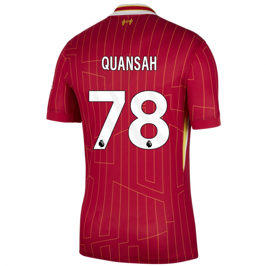 Niño Fútbol Camiseta Jarell Quansah #78 Rojo Amarillo Blanco 1ª Equipación 2024/25