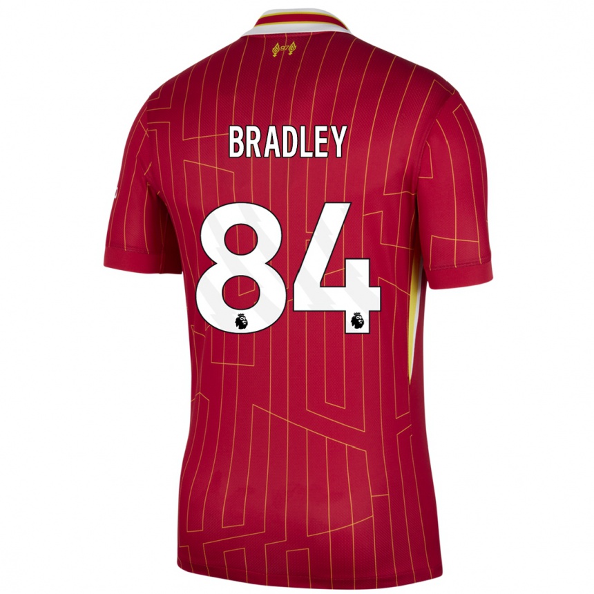 Niño Fútbol Camiseta Conor Bradley #84 Rojo Amarillo Blanco 1ª Equipación 2024/25