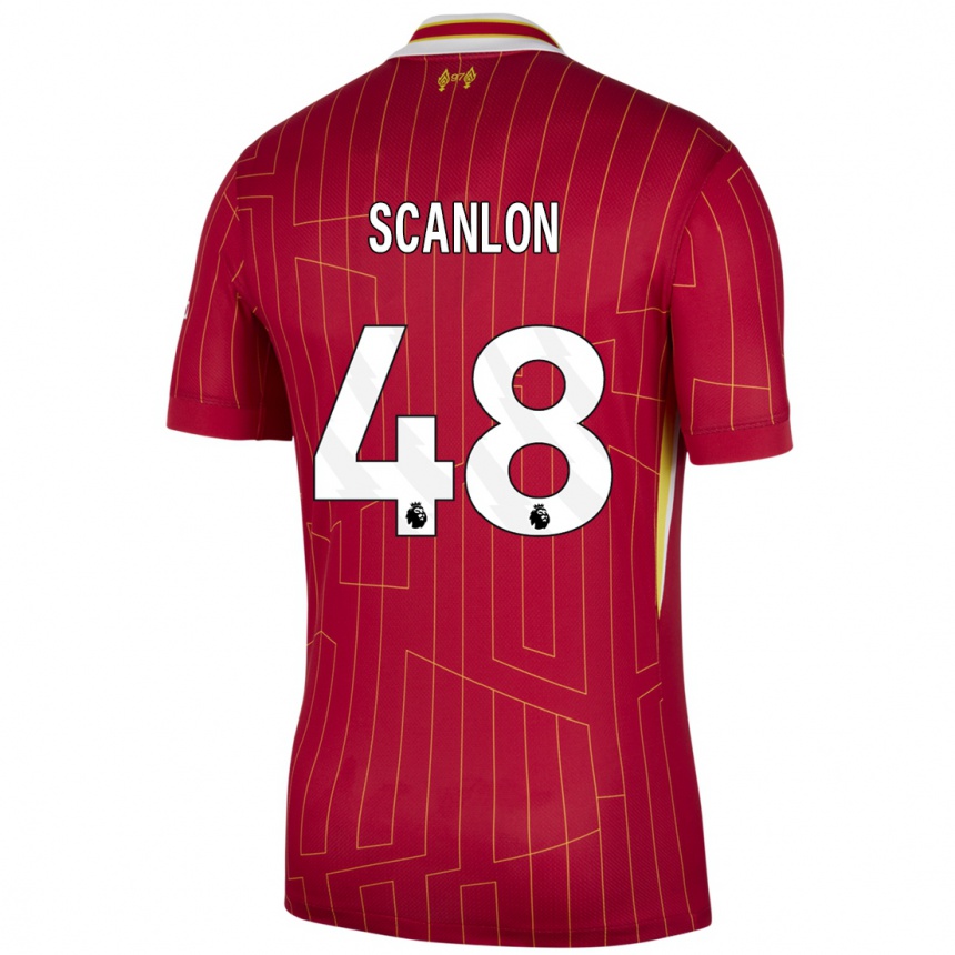 Niño Fútbol Camiseta Calum Scanlon #48 Rojo Amarillo Blanco 1ª Equipación 2024/25