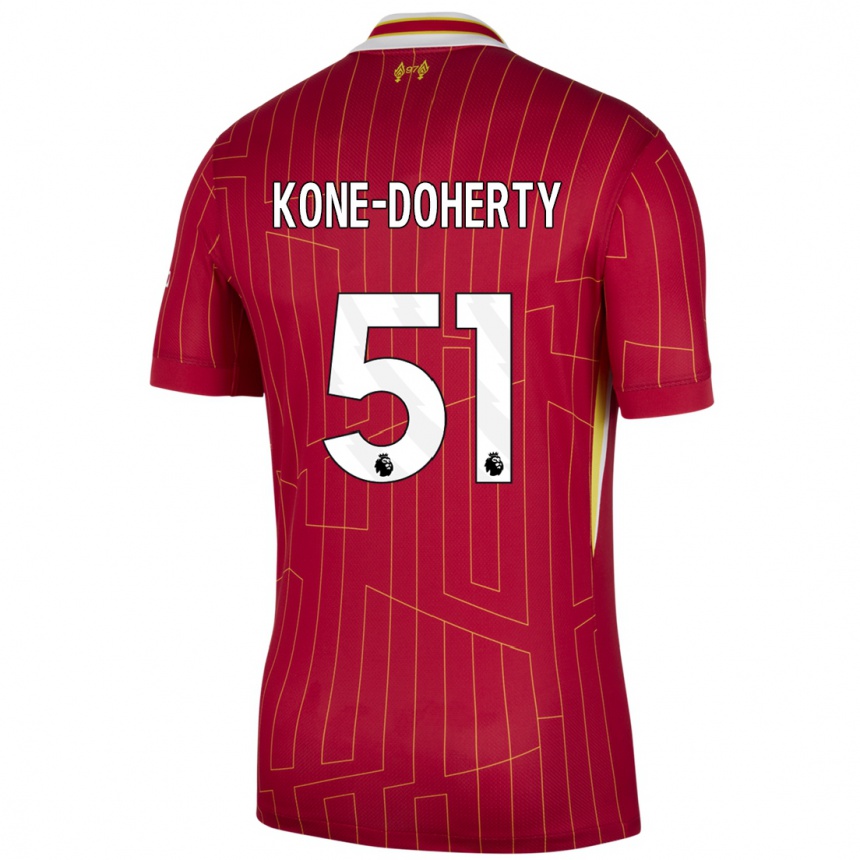 Niño Fútbol Camiseta Trent Kone-Doherty #51 Rojo Amarillo Blanco 1ª Equipación 2024/25