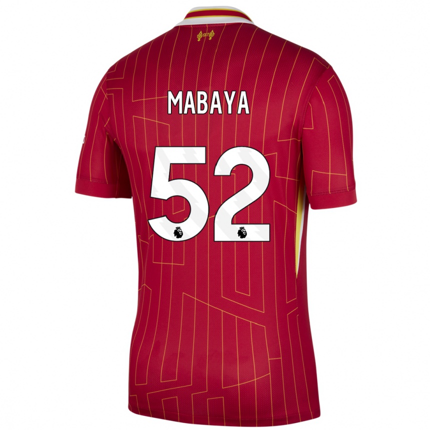 Niño Fútbol Camiseta Isaac Mabaya #52 Rojo Amarillo Blanco 1ª Equipación 2024/25