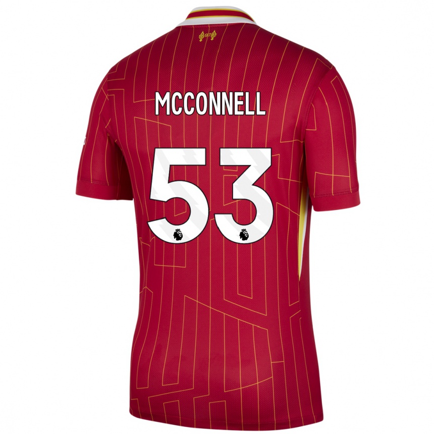 Niño Fútbol Camiseta James Mcconnell #53 Rojo Amarillo Blanco 1ª Equipación 2024/25