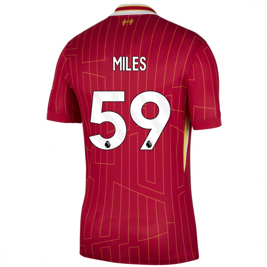 Niño Fútbol Camiseta Terence Miles #59 Rojo Amarillo Blanco 1ª Equipación 2024/25