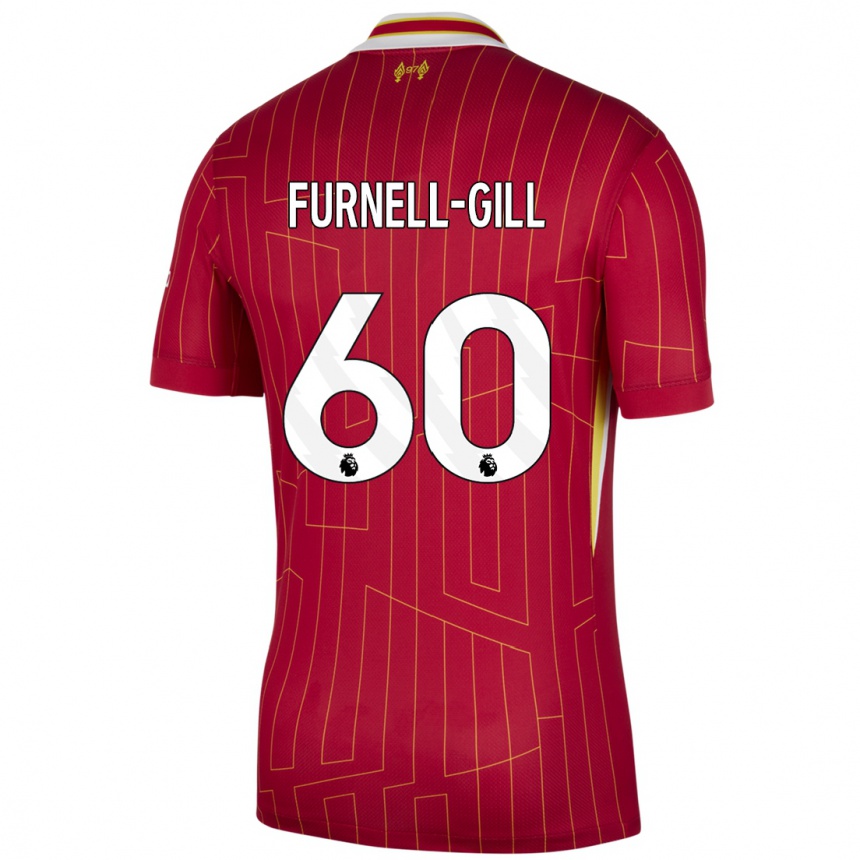 Niño Fútbol Camiseta Luca Furnell-Gill #60 Rojo Amarillo Blanco 1ª Equipación 2024/25