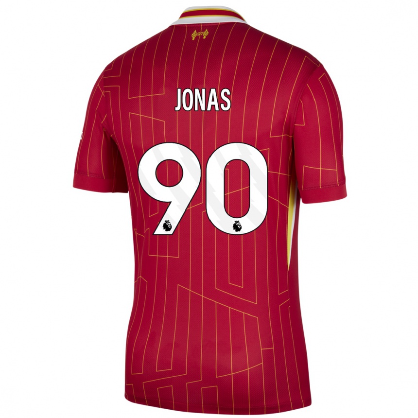 Niño Fútbol Camiseta Lee Jonas #90 Rojo Amarillo Blanco 1ª Equipación 2024/25