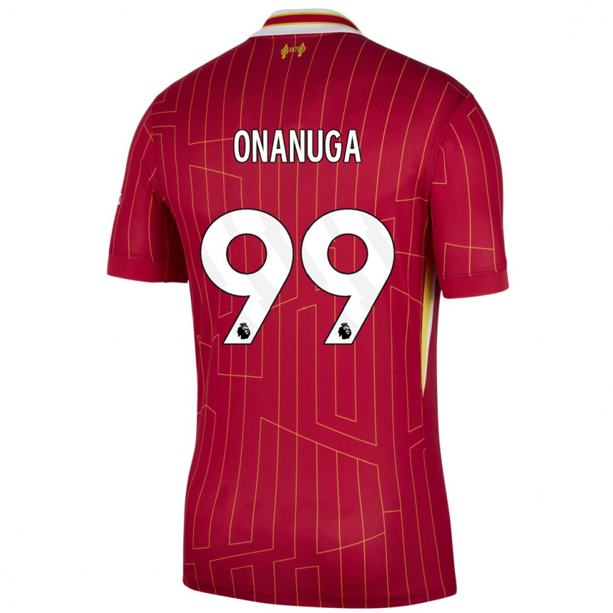 Niño Fútbol Camiseta Fola Onanuga #99 Rojo Amarillo Blanco 1ª Equipación 2024/25