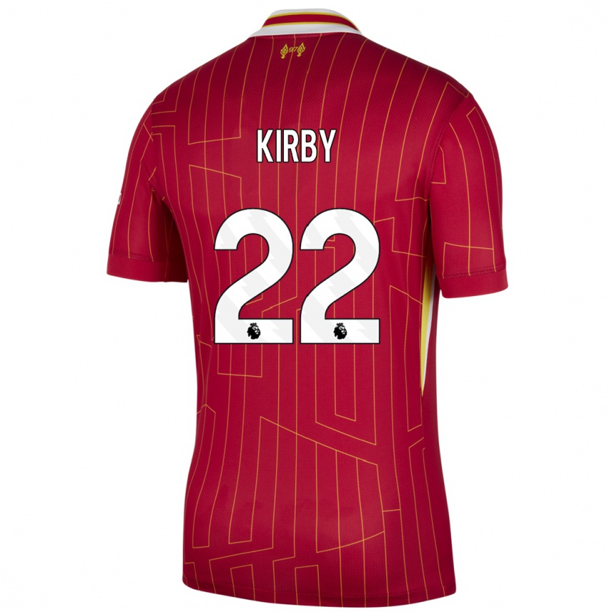 Niño Fútbol Camiseta Faye Kirby #22 Rojo Amarillo Blanco 1ª Equipación 2024/25