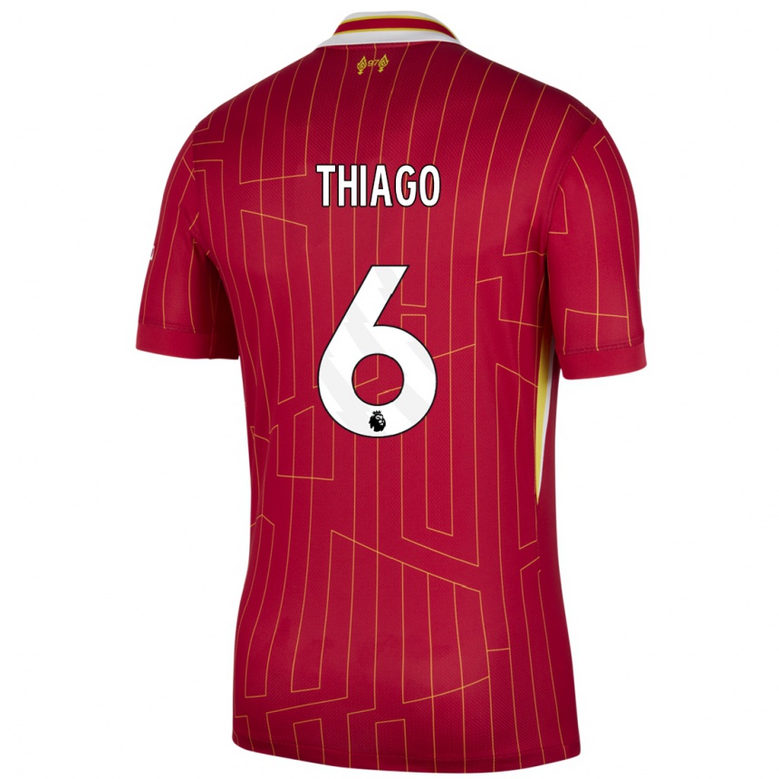 Niño Fútbol Camiseta Thiago #6 Rojo Amarillo Blanco 1ª Equipación 2024/25