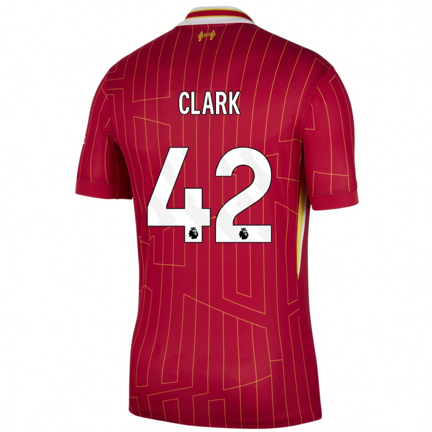 Niño Fútbol Camiseta Bobby Clark #42 Rojo Amarillo Blanco 1ª Equipación 2024/25