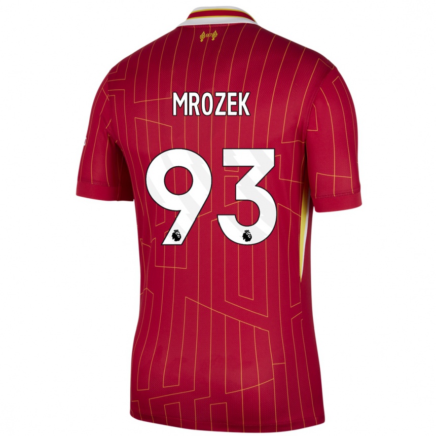 Niño Fútbol Camiseta Fabian Mrozek #93 Rojo Amarillo Blanco 1ª Equipación 2024/25