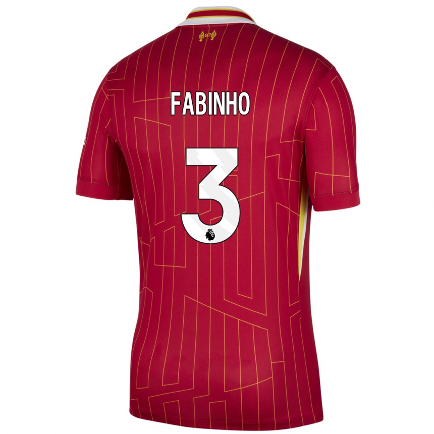 Niño Fútbol Camiseta Fabinho #3 Rojo Amarillo Blanco 1ª Equipación 2024/25