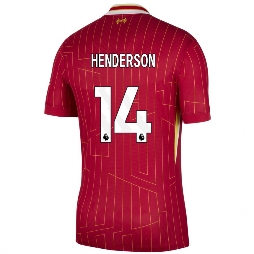 Niño Fútbol Camiseta Henderson #14 Rojo Amarillo Blanco 1ª Equipación 2024/25