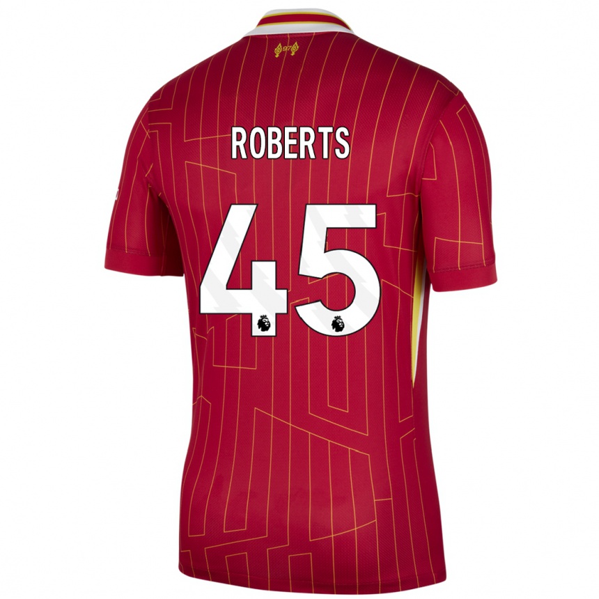 Niño Fútbol Camiseta Iwan Roberts #45 Rojo Amarillo Blanco 1ª Equipación 2024/25